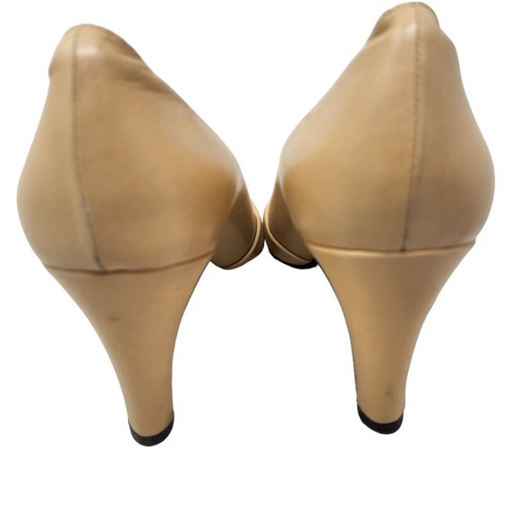 CHANEL Pumps Lambskin Cap Toe Black Metal Chanel Logo on Toe Women's Size EU 38 - Picture 9 of 15